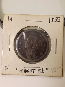 1855 Aufrechte amerikanische große Ein-Cent-Münze  - Bild 1 von 8
