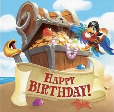 Pirate Treasure Happy Birthday Lunch Napkins Paper 16 Pack Boy Kids Tableware - Image 1 of 2