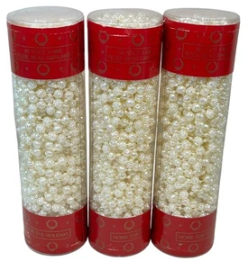 3 New Sealed 66 Foot 9mm Home For The Holidays Ivory Rose Bead Beaded Garland - Picture 1 of 5