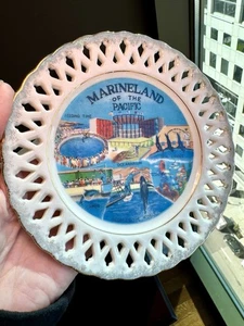 Vintage Marineland Pacific Gold Trimmed Plate Whales Victoria Ceramics Japan - Picture 1 of 18