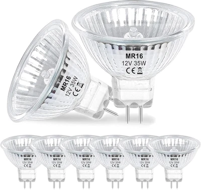 8 Pezzi Lampadina Alogena GU5.3 12V 35W, Faretti Alogeni MR16 Dimmerabile, 400LM