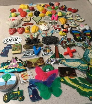 VINTAGE LOT REFRIGERATOR MAGNETS – LARGE SELECTION, Mickey Mouse, Santa, Fruit + - image 1 of 4