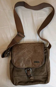 Boss Orange By Hugo Boss Brown Canvas & Leather Crossbody Small Messenger Bag  - Picture 1 of 14