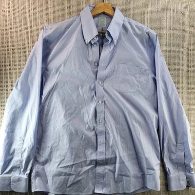 Camisa Brooks Brothers Para Hombre 16.5-36 Azul Delgada Sin Hierro Elástica Algodón Supima Foto 1 de 4