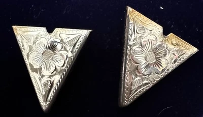 Puntas de cuello de camisa de plata de ley 925 marcadas a mano vintage Foto 1 de 2