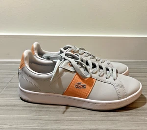 Women Lacoste New 100% US Size 8 Carnaby Pro CGR 123 Sneakers -Gray/Light Orange - Picture 1 of 8