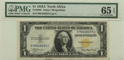 1935A $1 N. Africa - WWII Emergency Fr# 2306 PMG 65 EPQ - Image 1 of 2