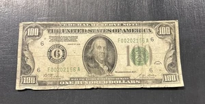 1928 $100 Bill District 6. Circulated Condition. Rare . F Atlanta vintage. - Picture 1 of 6