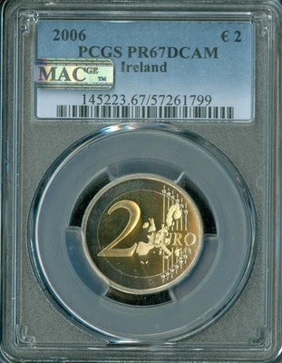 2006 IRELAND EIRE 5,000 MINTED £ 2 EURO PCGS PR67 DCAM PQ MAC SPOTLESS . - Image 1 of 2