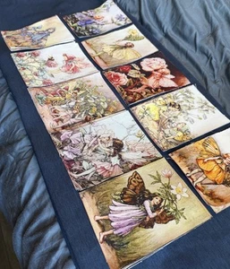 Cicely Mary Barker Fairy Prints 4.75" x 6.5" Set of 10 Cotton Fabric Blocks - Picture 1 of 21