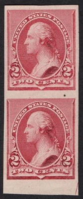 US Sc# 219D P5 *MINT NO GUM* { 2c WASHINGTON PAIR }"SCARCE PROOF ON STAMP PAPER - Image 1 of 2