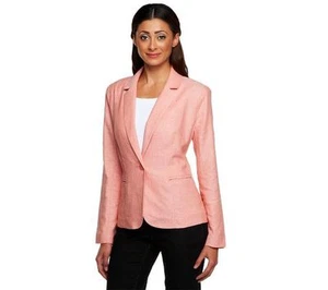 Clinton Kelly Notch Collar Linen Blazer w/Front Pockets NWOT QVC $66 SIZE MED - Picture 1 of 1