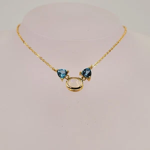 Opal Topaz Pendant, Ethiopian Opal, Swiss Blue Topaz, Semi Precious, Handmade - Picture 1 of 4
