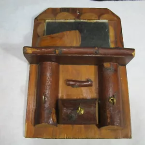 Vintage Key Hook Canoe Mirror Wall Hanger Folk Art Found in Old Mountain Cabin - Picture 1 of 10