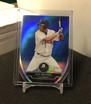 Nick Williams Blue Refractor 2013 Bowman Platinum Chrome BPCP95 Rangers 179/199 - Image 1 of 2
