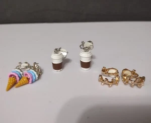 Claires Clip On Earrings Lot Coffee Ice Cream - Picture 1 of 5