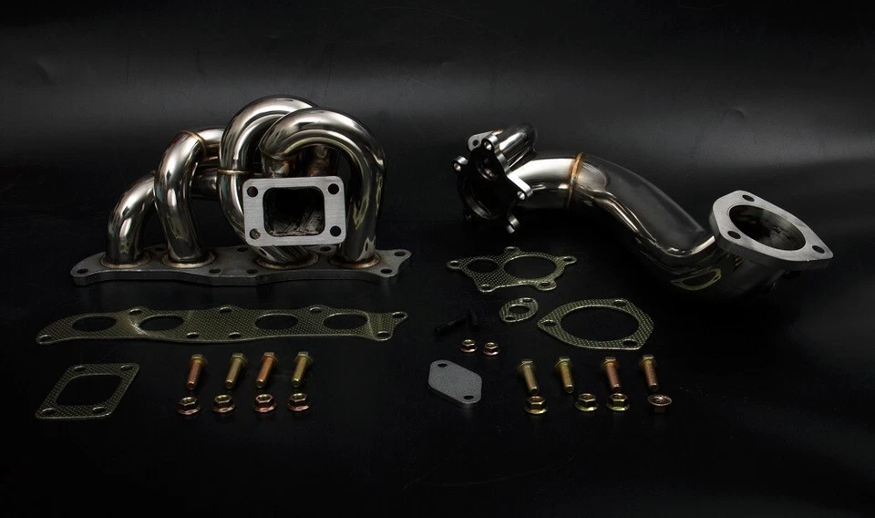 T3/T4 SS Equal Length Turbo Manifold + DP FOR 91-1995 Toyota MR2 3S-GTE 3S-GE - Image 1 of 3