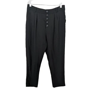 by ANTHROPOLOGIE Botón Bolsillos Laterales Plisados Delanteros Mujer Negro Pantalones 10 - Imagen 1 de 8