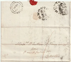 1846 DEVON LETTERA SENZA TIMBRO TEIGNMOUTH =782= CANCELLAZIONE NUMERICA UN TIMBRO DATI - Foto 1 di 2