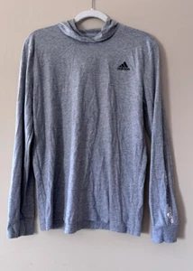 Adidas Long Sleeve Hoodie T-Shirt Youth XL 18-20 Gray Cotton Poly Graphics Logo - Picture 1 of 9