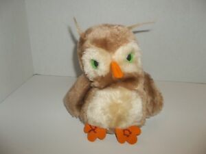 vintage dakin brown hoot owl plush ground nutshells