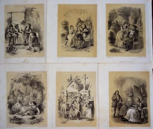Incisione gravure antique print Lot Henri EMY Télory 6 Lithographies J. Rostaing - Imagen 1 de 7