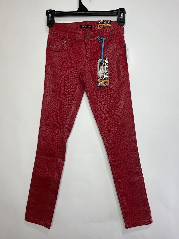 Pantalones de mezclilla ajustados de piel de serpiente rojos Tractor Jeans NYC Jeggings nuevos con etiquetas niñas talla 8 Foto 1 de 4