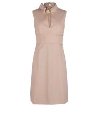 RED VALENTINO Poudre Blush Pink Pussy Bow Tie Neck Keyhole Sheath Dress 46 8/10 - Image 1 of 4