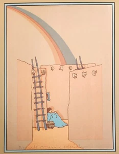 Artista firmado por Amado Maurilio Peña Jr "El Arco Iris" The Rainbow Pueblo años 80 - Imagen 1 de 4
