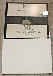 MIC Microsoft MS-DOS 5.0 Operating System 5.25" Floppy Diskettes 2 Disks 5-1/4" - Picture 1 of 3