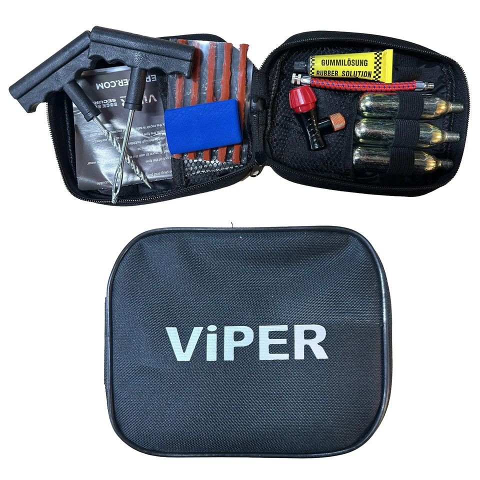 Moto Motorcycle Tubeless Flat Tyre Emergency Puncture Repair Kit With Pouch