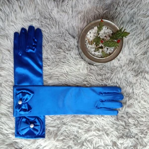 Kids Satin Bow Long Gloves Princess Dance Performance Stage Full Finger Mittensη - Picture 1 of 25