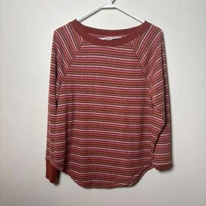 LOFT Women Size Small Striped Waffle Shirttail Tunic Top brick pink - Picture 1 of 7