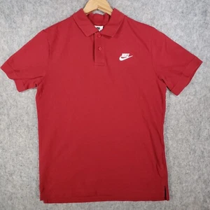 Nike Poloshirt Herren Medium rot weiß Swoosh Logo Golf Preppy Smart Freizeit Oberteil - Bild 1 von 11