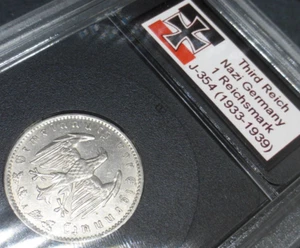 1 Reichsmark Nazi Coin *With Case*: Genuine Nickel Mark Third Reich Germany Rare - Picture 1 of 6
