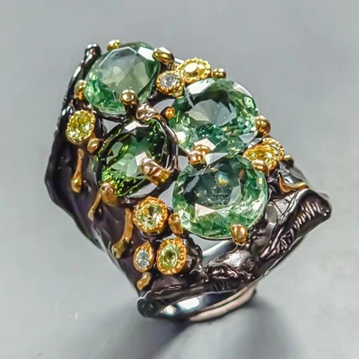 Anillo de Turmalina Natural Joyería Caro Plata de Ley 925 Talla 8/R446573 Foto 1 de 4