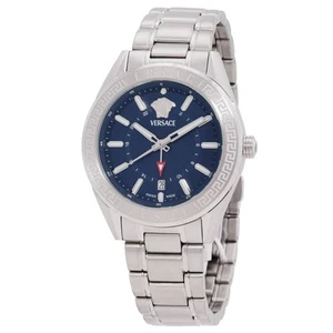 Reloj para hombre Versace V-Code GMT cuarzo esfera azul VEAFA0424 - Imagen 1 de 3
