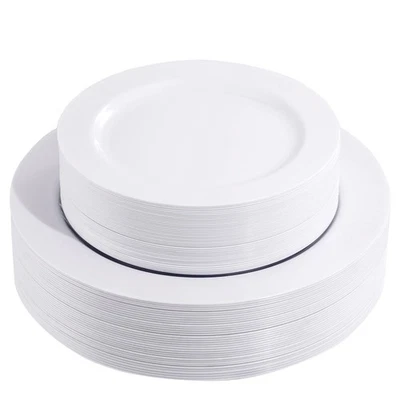 60PCS White Plastic Plates - Heavy Duty White Disposable Plates for Christmas... - Image 1 of 4