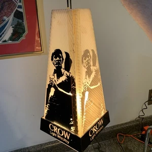 Old Crow Whiskey 4 Sided Hanging Light Vintage RARE Bar Works Mancave EUC - Picture 1 of 14