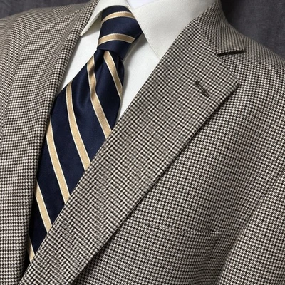 Stafford Sport Coat 44L Tan Black Green Check Houndstooth Blazer Jacket Casual - Image 1 of 4