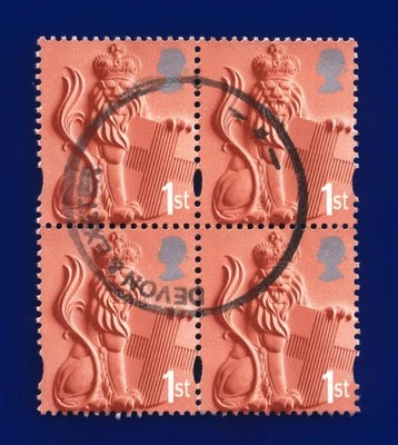 2001 SG EN2 1st Lion & Shield Type I XEN2 Block (4) Devon & Exeter CDS F/U ctuy - Image 1 of 2