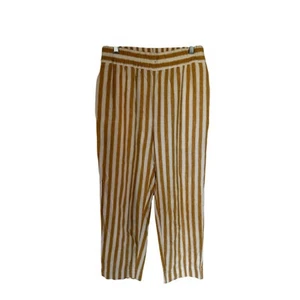 Pantalones de lino cónicos Madewell Huston para mujer XS a rayas amarillos - Imagen 1 de 4