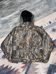 Woolrich Camouflage Hunting Jacket Sz L Men’s Realtree Hardwoods Bomber W/ Hood - Picture 1 of 21