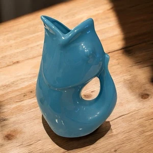 New Original Gurgle Pot Aqua Blue Large 9.5" 42 Ounce Stoneware Gurgling Fish - Picture 1 of 7