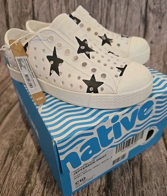 Zapatos Nativos Estampado Jefferson Concha Blanco y Azul Talla C10 Nuevos con Etiquetas (4) Foto 1 de 4