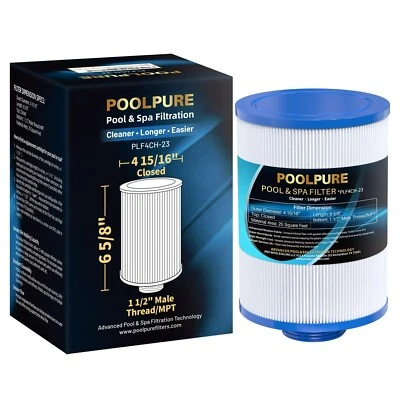 POOLPURE 4CH-23 Spa Filter Replaces PFF25TC-P4, Lifesmart 303263, 78459