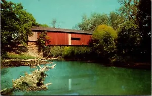 Cartolina Rosedale Indiana Red Coperto Bridge Big Raccoon Creek vintage non spedita - Foto 1 di 2