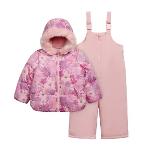 New Carter's Girl's 2-Piece Bib Snowsuit 2T 3T 4T 4 5/6 6X 7-12 Floral Print NWT - Picture 1 of 6