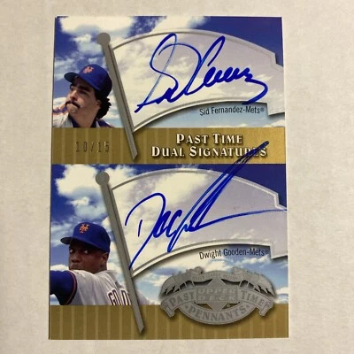 2005 UD Past Time Pennants Sid Fernandez Dwight Gooden Dual Auto 10/15 TR - Image 1 of 2