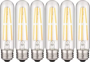 LED Filament T10 Tubular Light Bulb, 6W, 60W, 600LM, E26, 128 mm, 2700K, 6PK - Picture 1 of 2